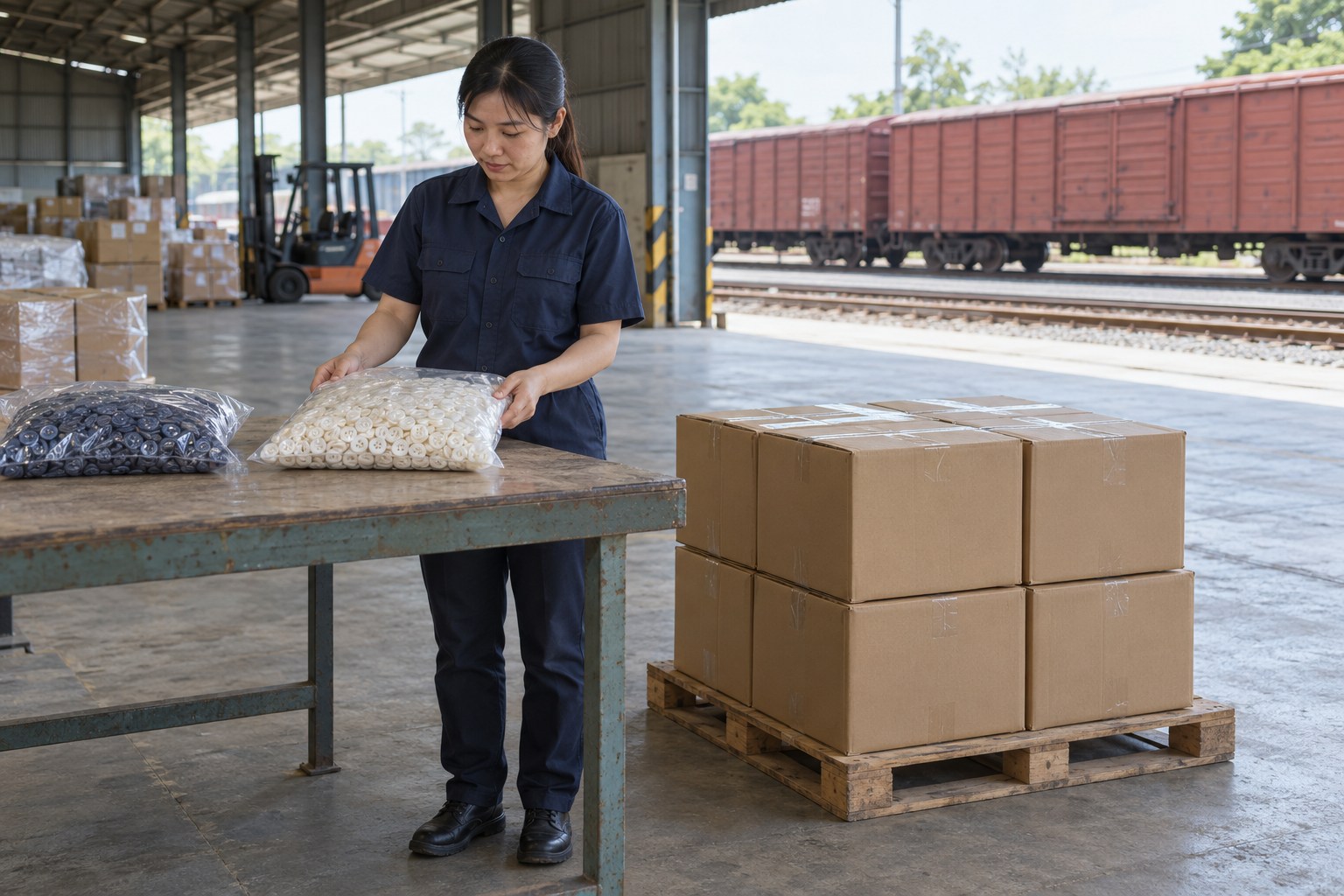 Giao nhận và đối chiếu số lượng nút áo nhựa