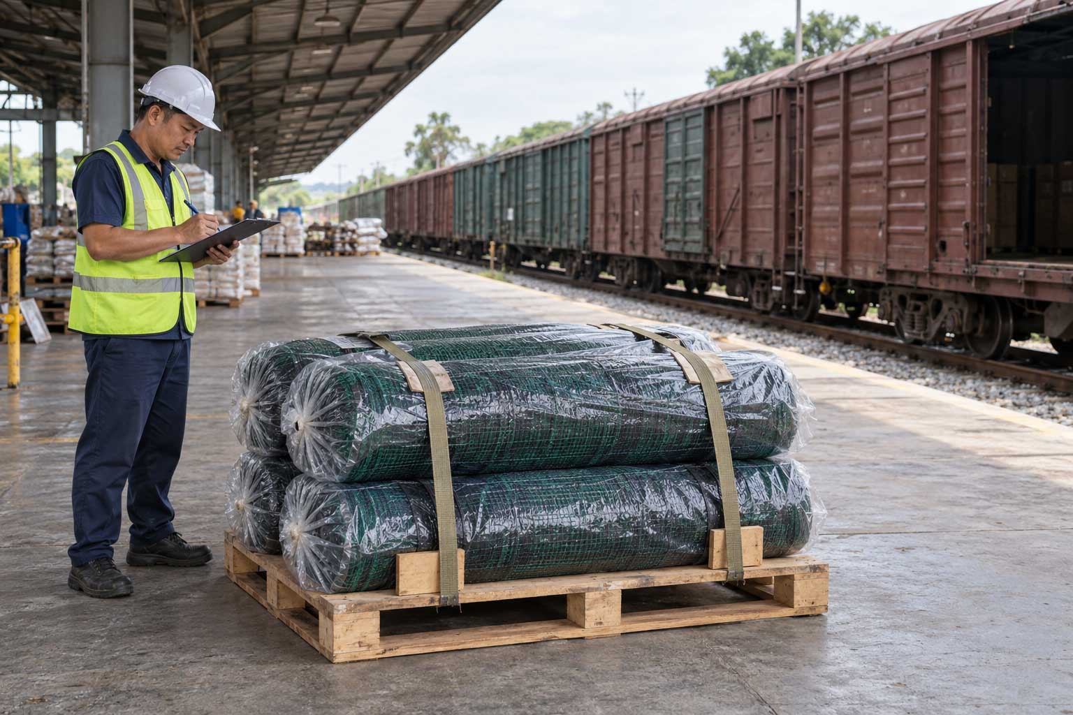 Đóng gói lưới che nắng trước khi vận chuyển Đóng gói lưới che nắng trước khi vận chuyển